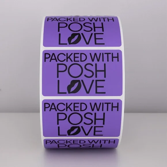 Packed With Posh Love Stickers | Purple Lips Labels for Poshmark Packaging - Picture 4 of 11